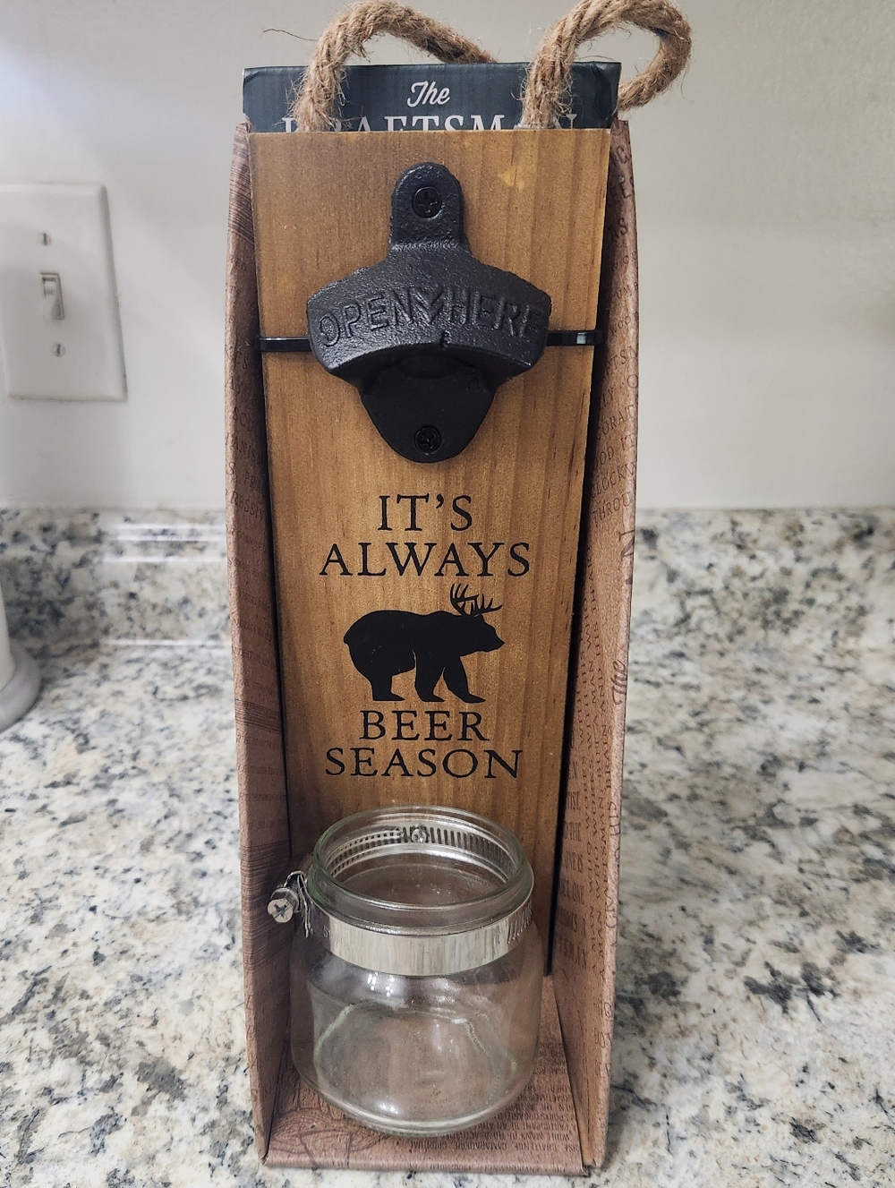 "It's Always Beer Season" Wall Bottle Opener with Jar